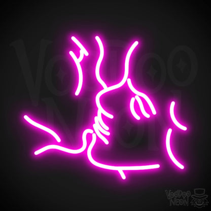 Kiss Neon Sign - Neon Kiss Sign - Kissing LED Sign - Color Pink