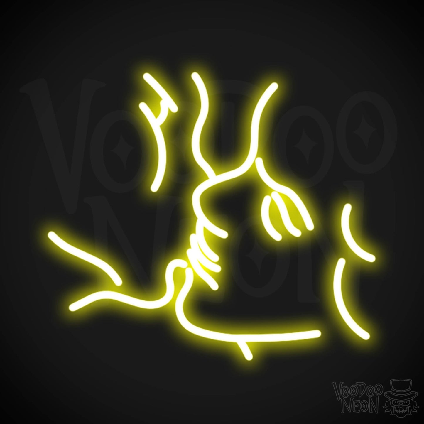 Kiss Neon Sign - Neon Kiss Sign - Kissing LED Sign - Color Yellow