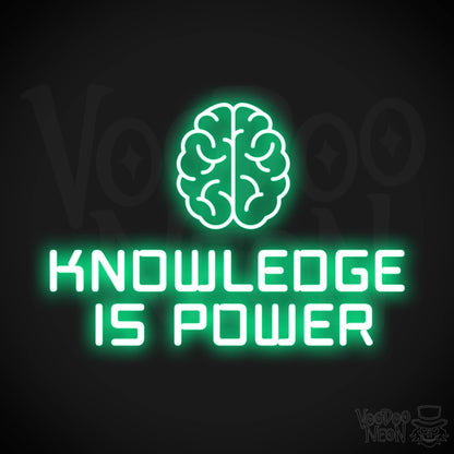 Knowledge Is Power Neon Sign - Neon Knowledge Is Power Sign - LED Neon Wall Art - Color Green