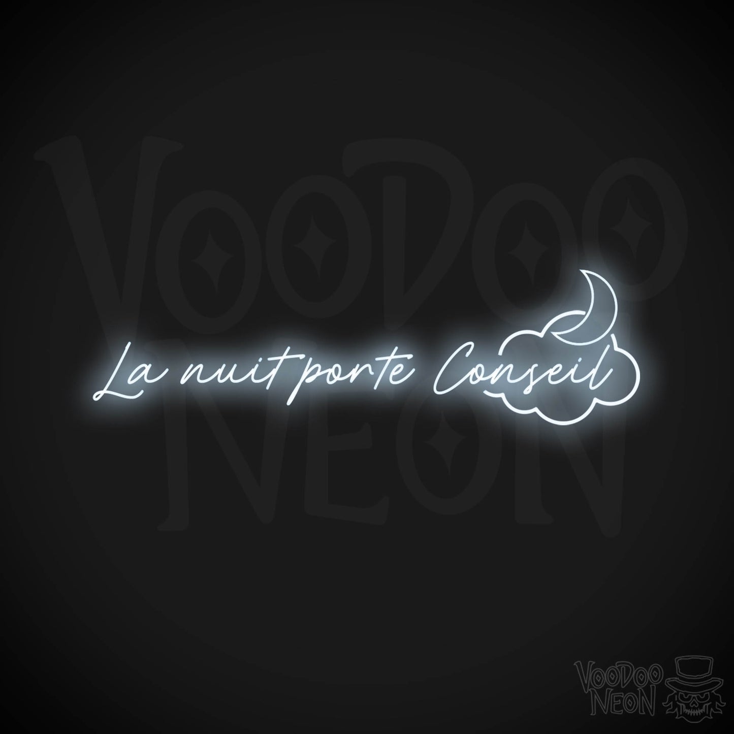 La Nuit Porte Conseil Neon Sign - La Nuit Porte Conseil Sign - Color Cool White