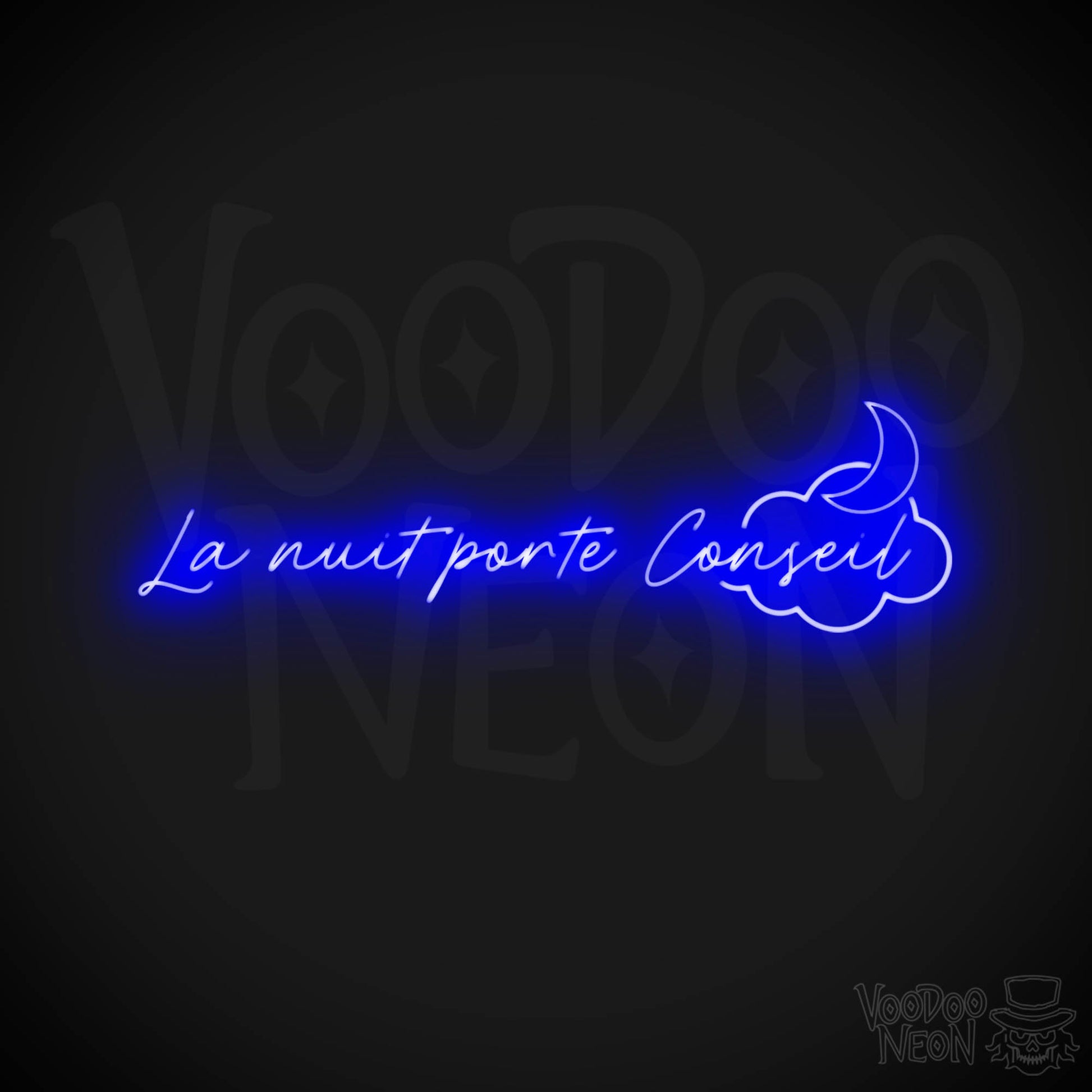 La Nuit Porte Conseil Neon Sign - La Nuit Porte Conseil Sign - Color Dark Blue