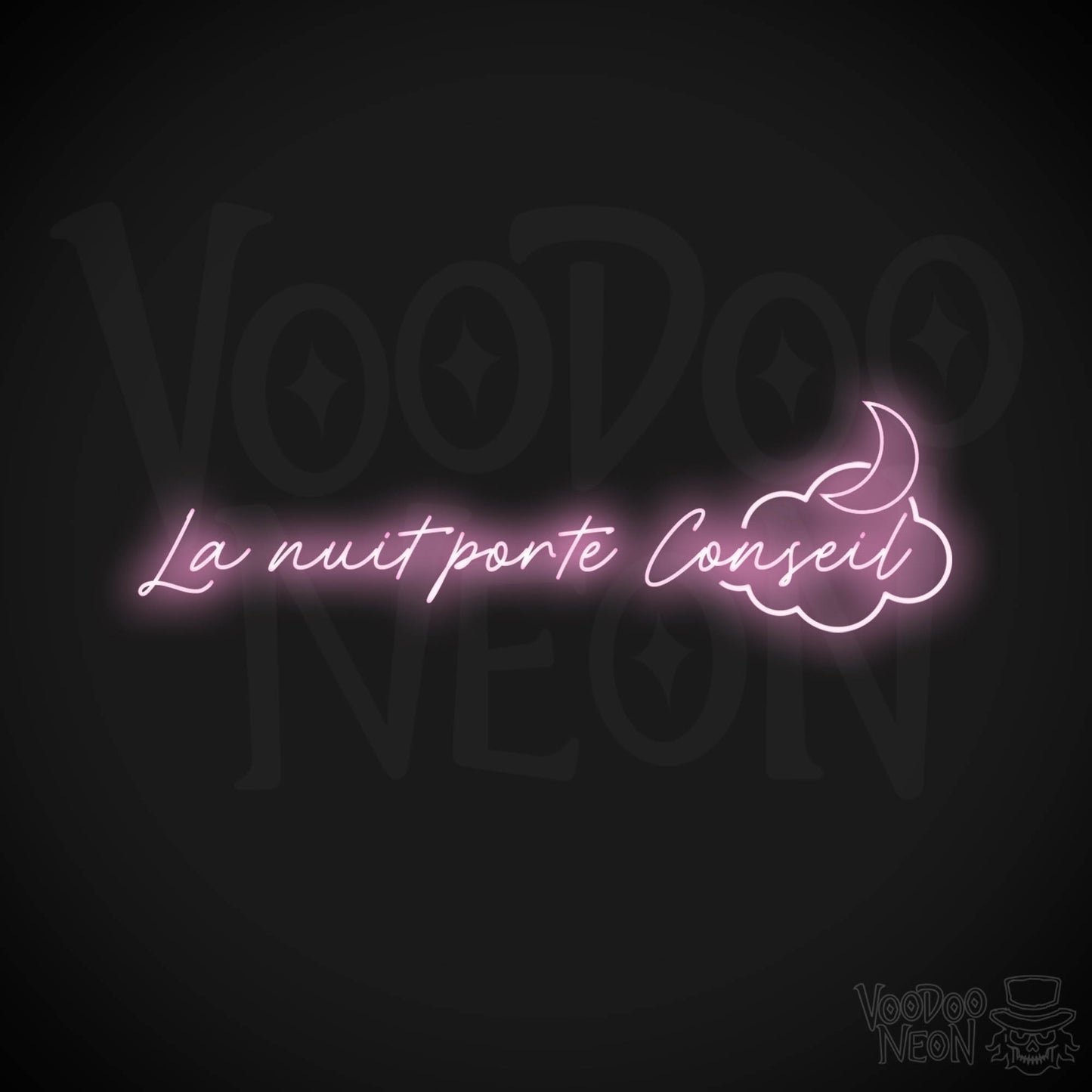 La Nuit Porte Conseil Neon Sign - La Nuit Porte Conseil Sign - Color Light Pink