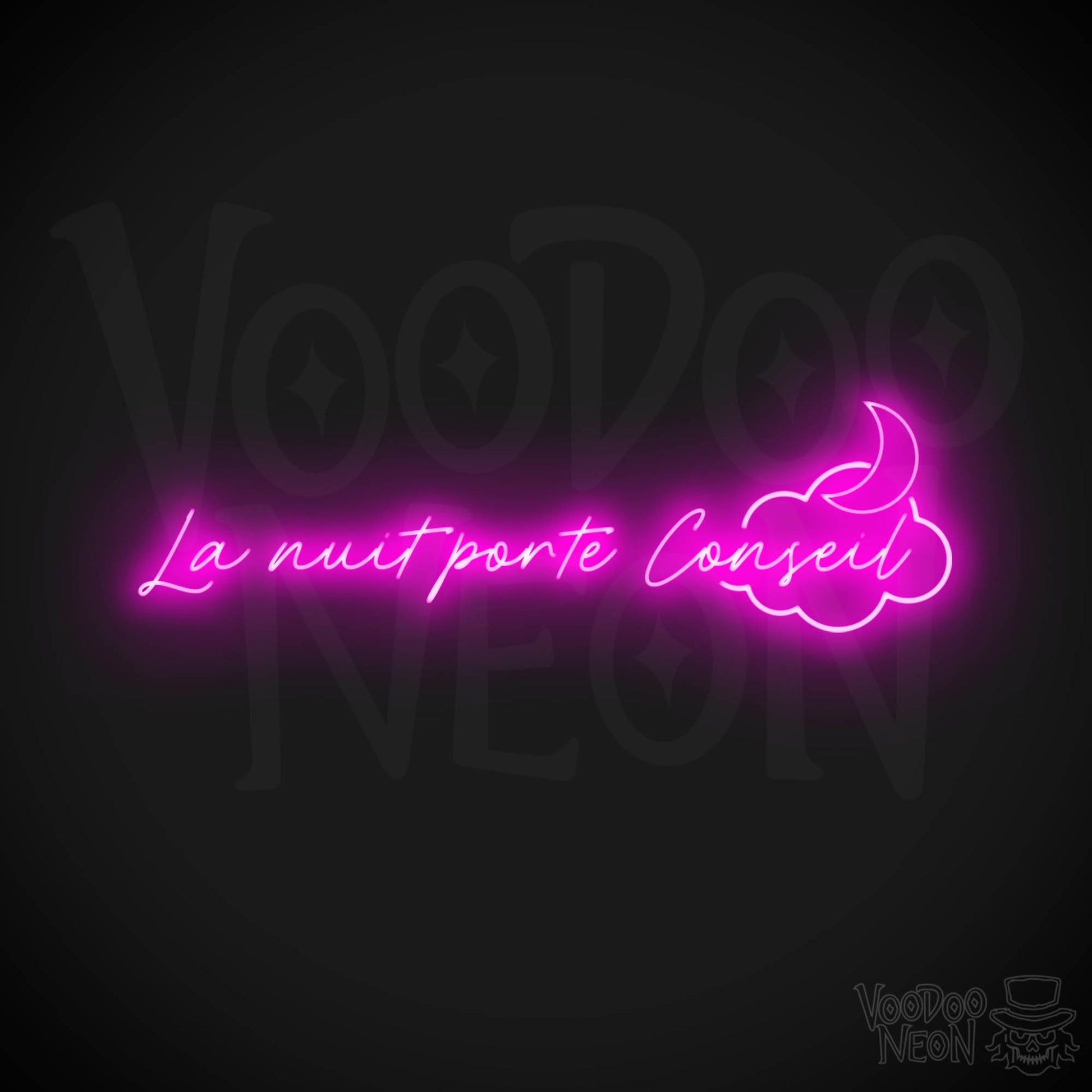 La Nuit Porte Conseil Neon Sign - La Nuit Porte Conseil Sign - Color Pink