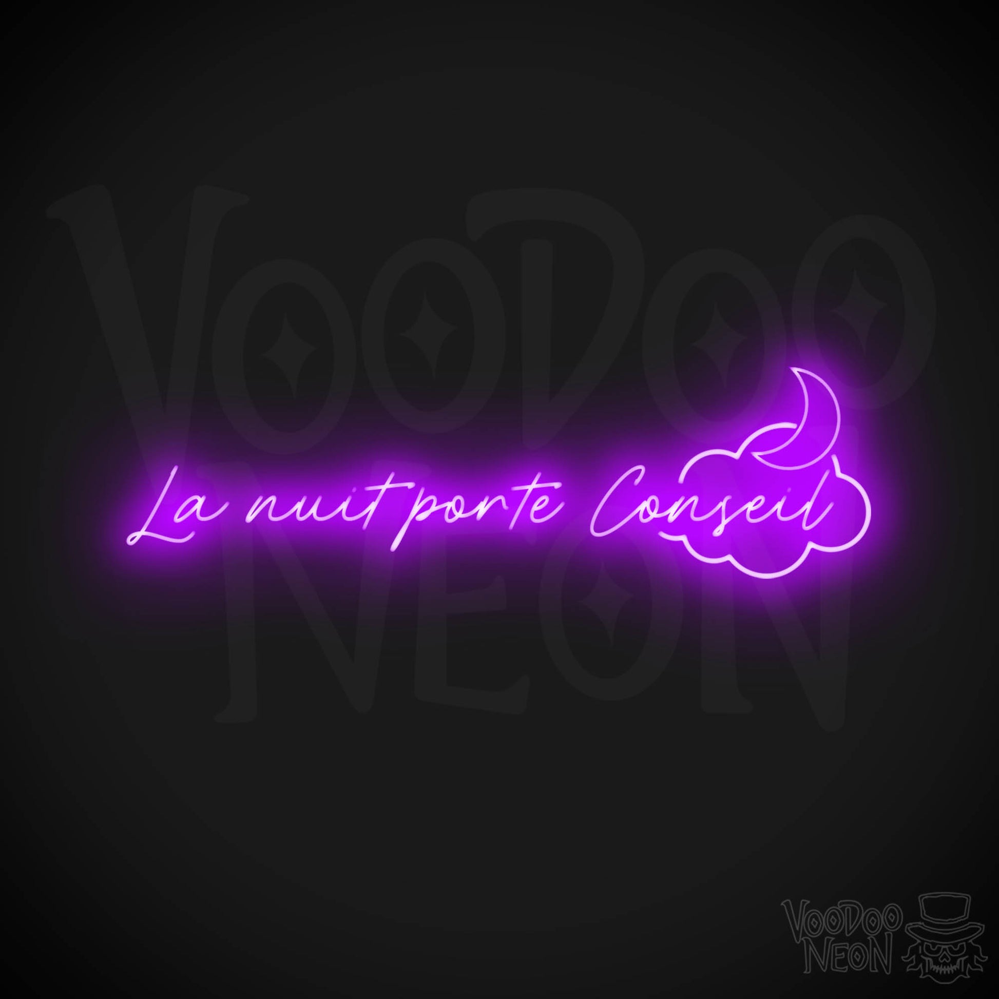 La Nuit Porte Conseil Neon Sign - La Nuit Porte Conseil Sign - Color Purple