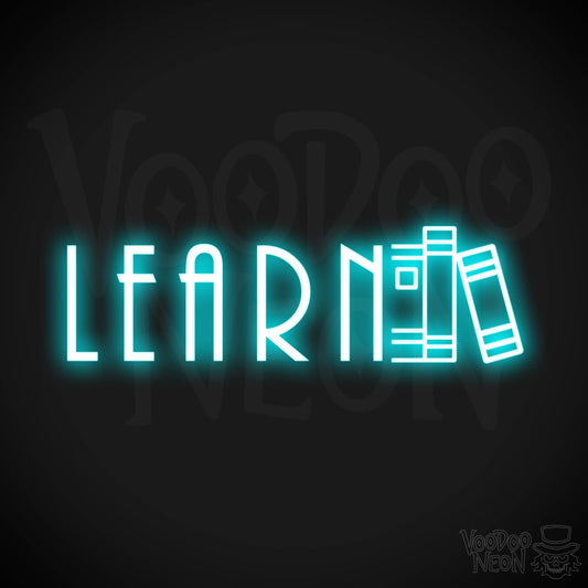 Learn Neon Sign - Neon Learn Sign - Word Sign - Color Ice Blue