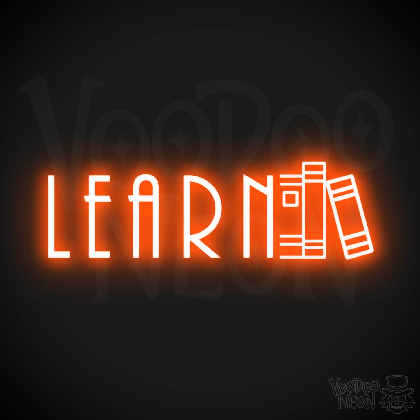 Learn Neon Sign - Neon Learn Sign - Word Sign - Color Orange