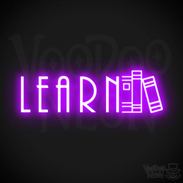 Learn Neon Sign - Neon Learn Sign - Word Sign - Color Purple