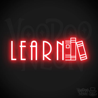 Learn Neon Sign - Neon Learn Sign - Word Sign - Color Red