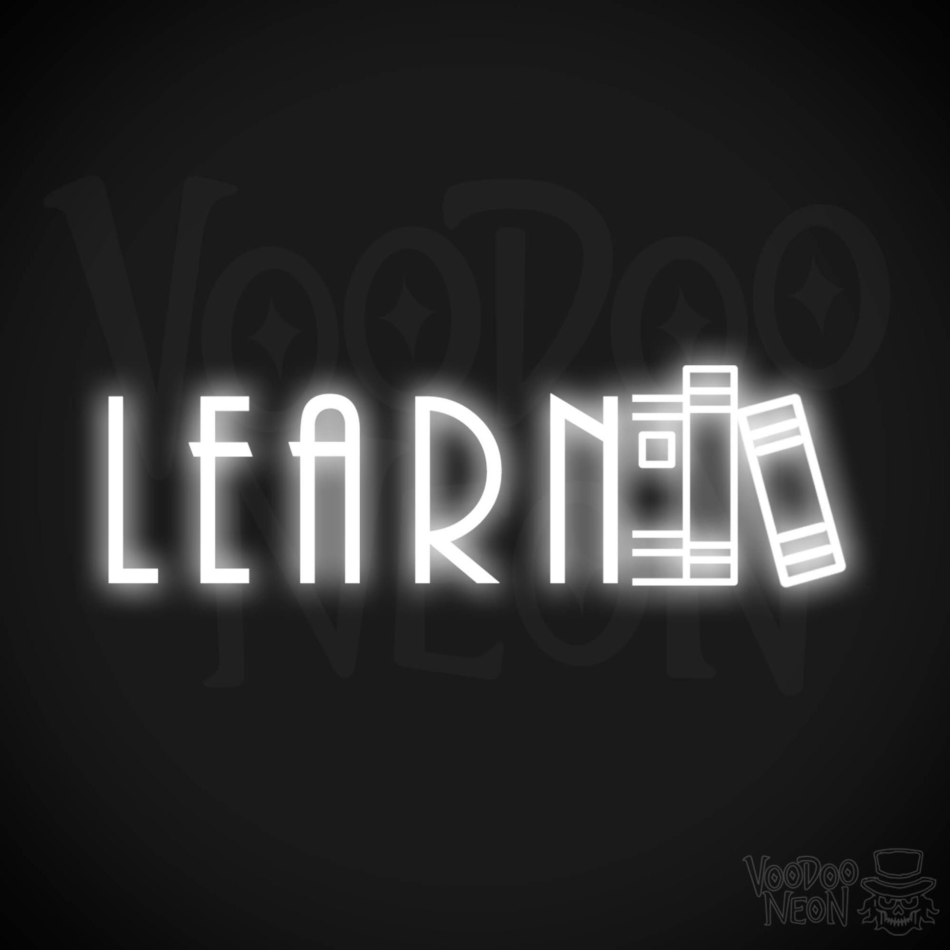 Learn Neon Sign - Neon Learn Sign - Word Sign - Color White