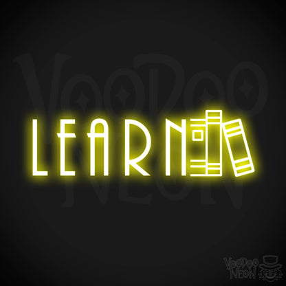 Learn Neon Sign - Neon Learn Sign - Word Sign - Color Yellow