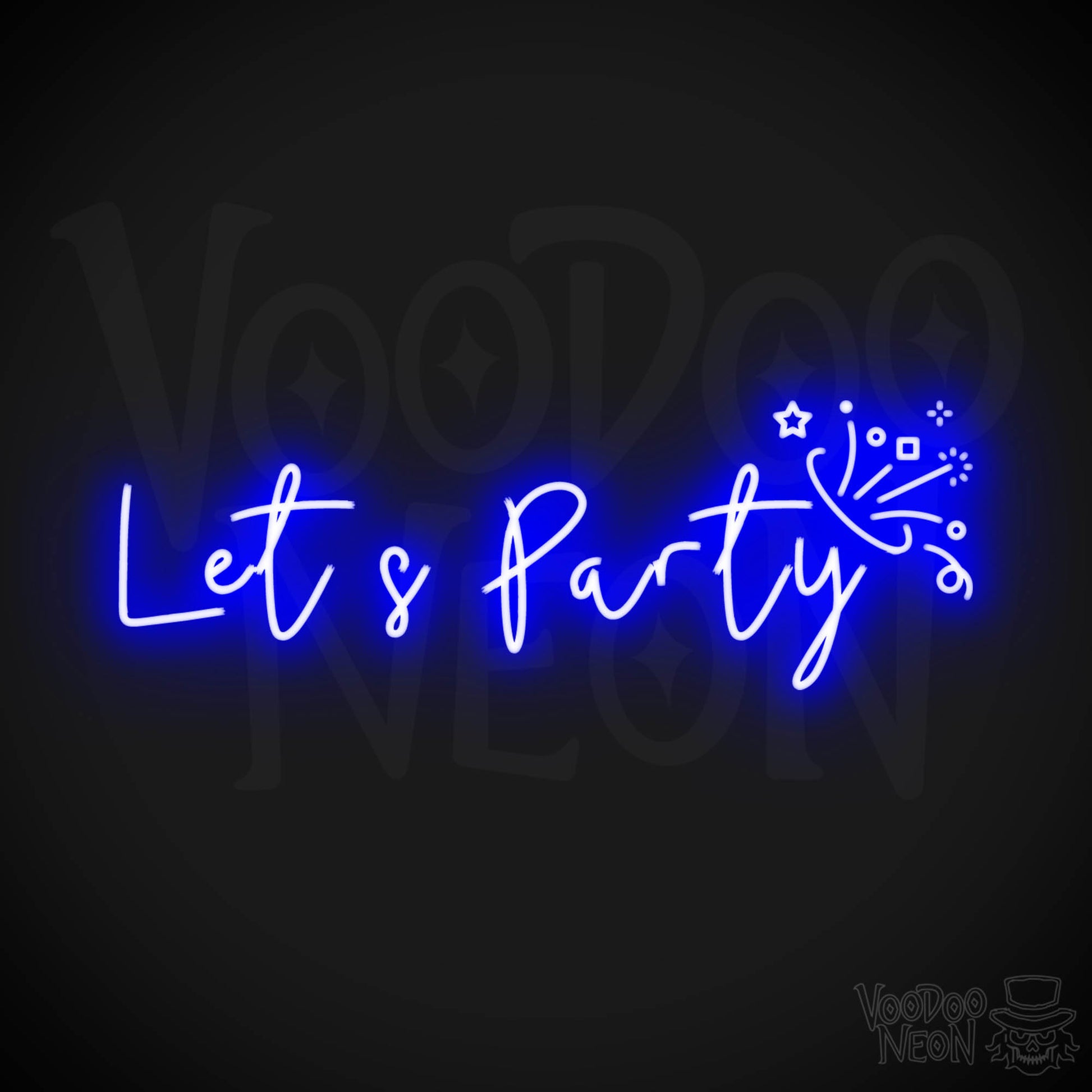 Let's Party Neon Sign - Neon Let's Party Sign - Bar LED Sign - Color Dark Blue