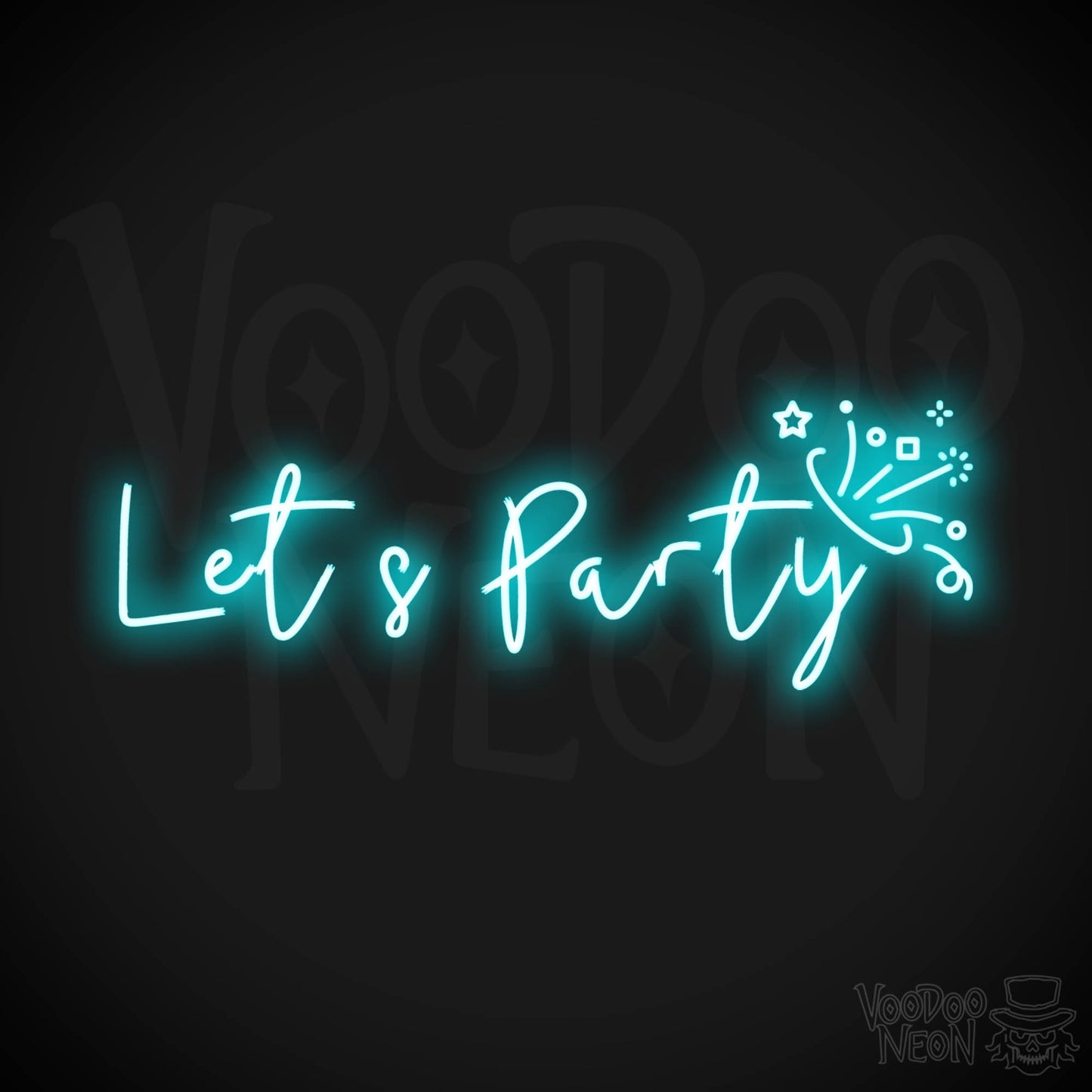 Let's Party Neon Sign - Neon Let's Party Sign - Bar LED Sign - Color Ice Blue