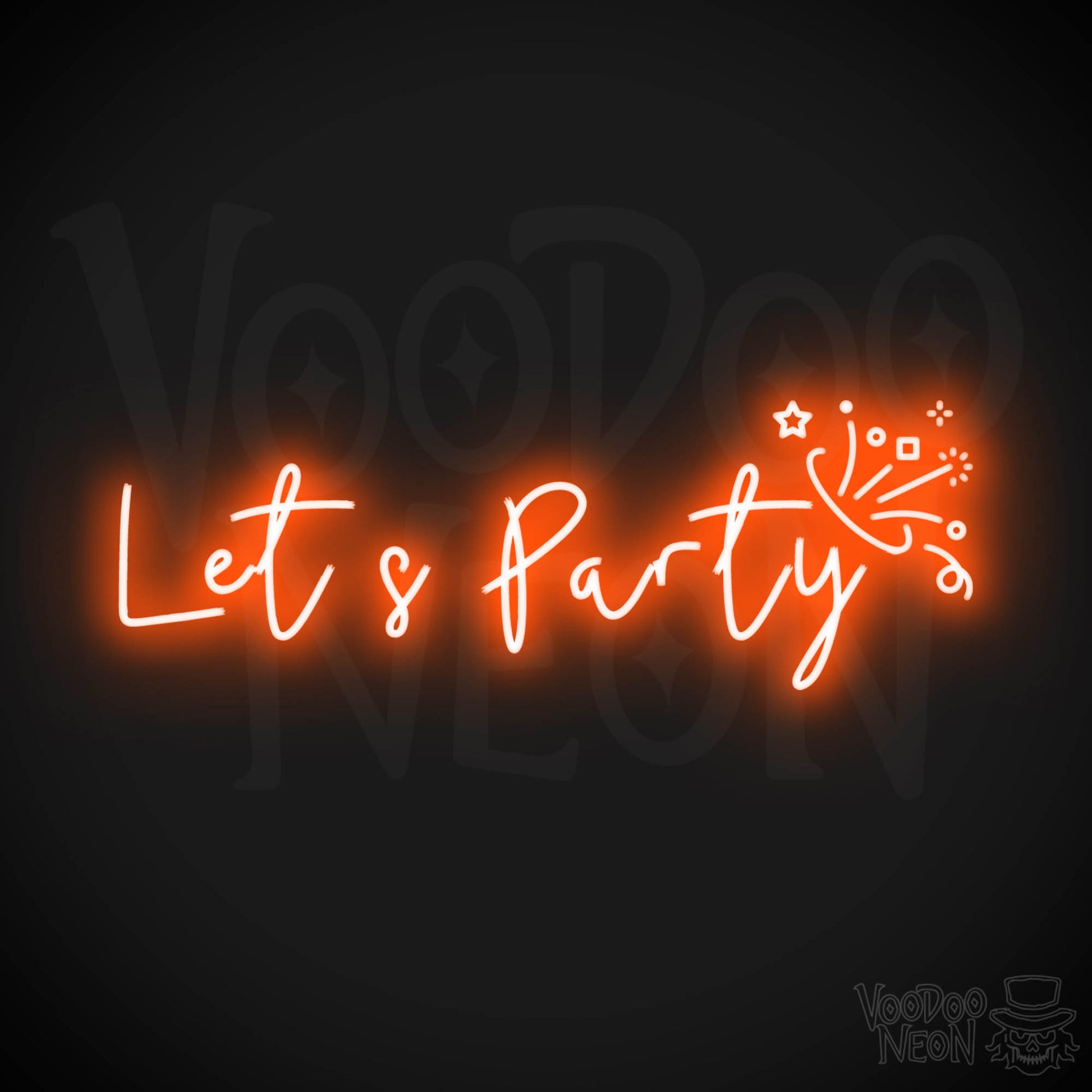 Let's Party Neon Sign - Neon Let's Party Sign - Bar LED Sign - Color Orange