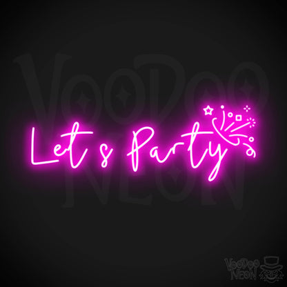 Let's Party Neon Sign - Neon Let's Party Sign - Bar LED Sign - Color Pink