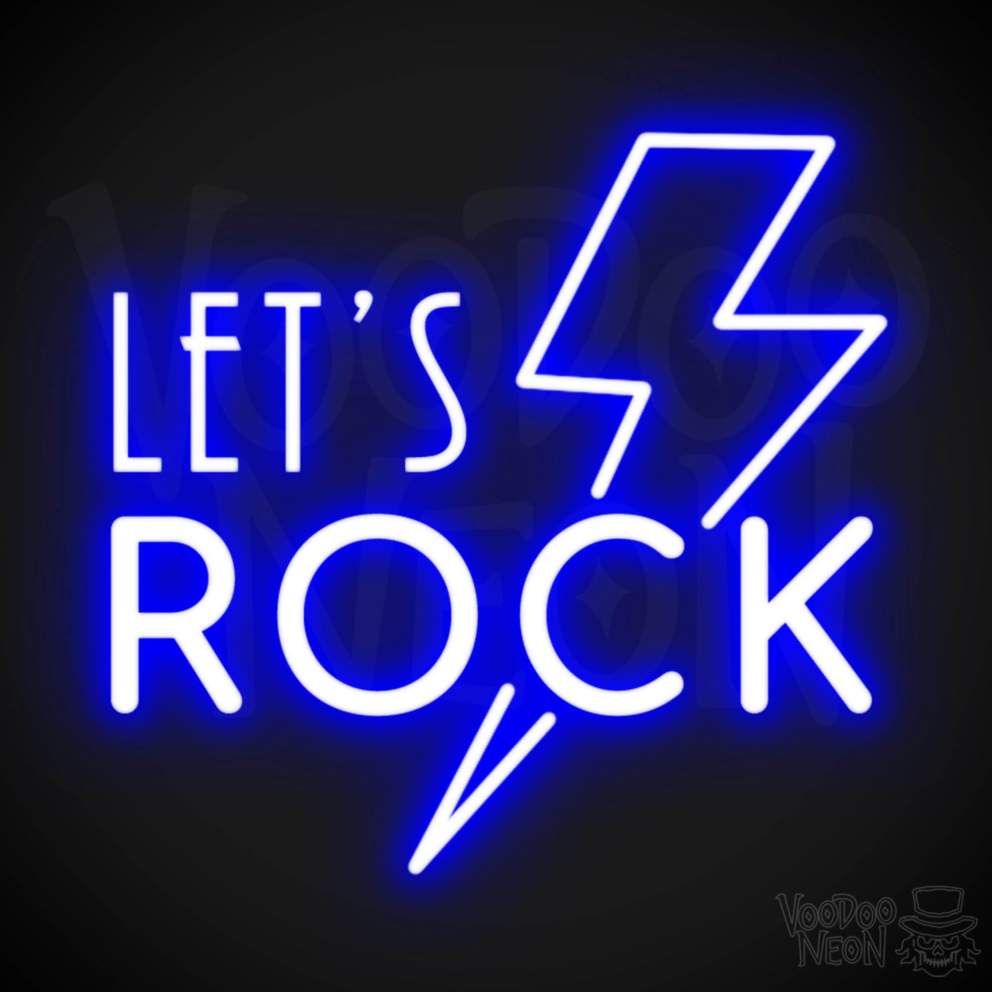 Let's Rock Neon Sign - Let's Rock LED Light Up Sign - Color Dark Blue