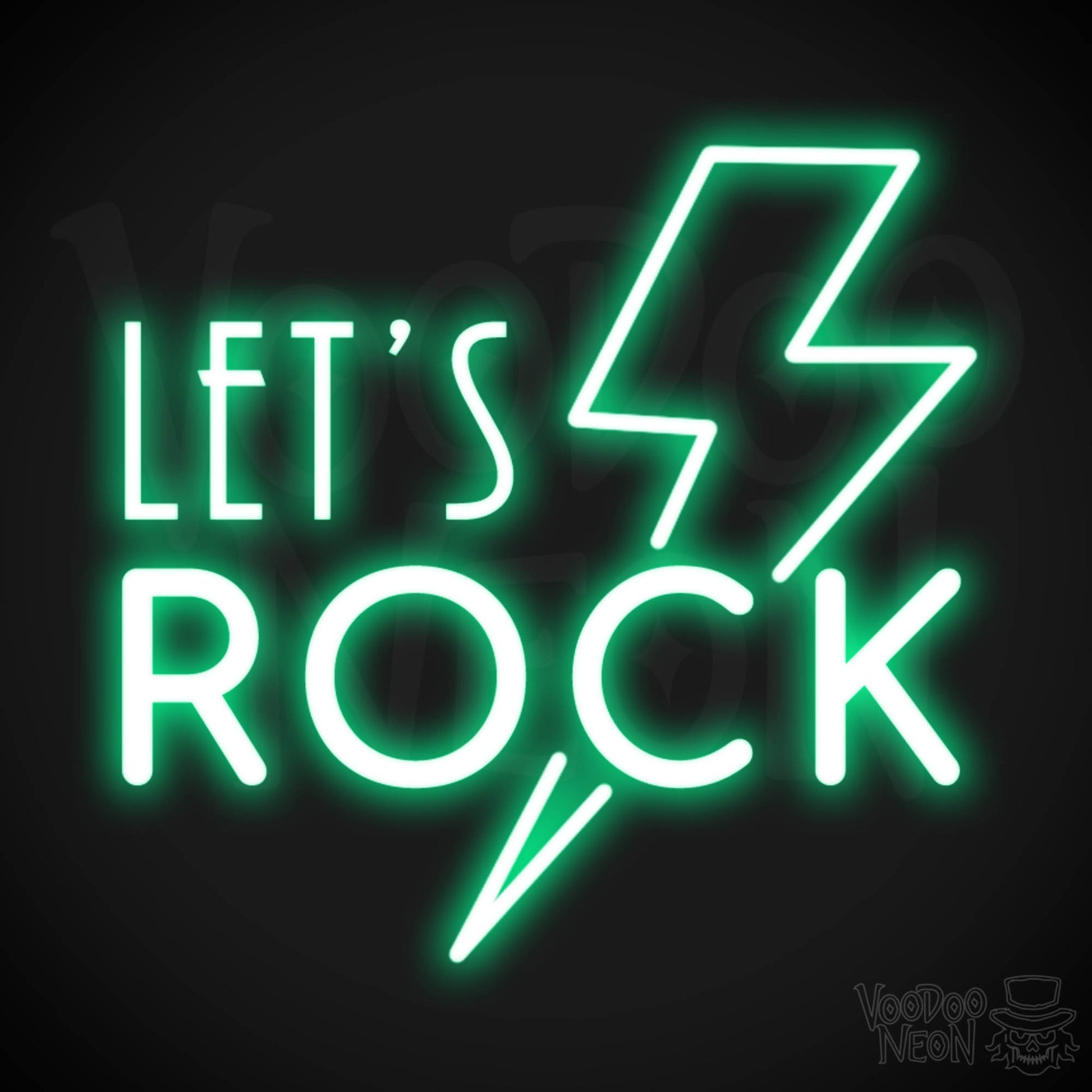 Let's Rock Neon Sign - Let's Rock LED Light Up Sign - Color Green