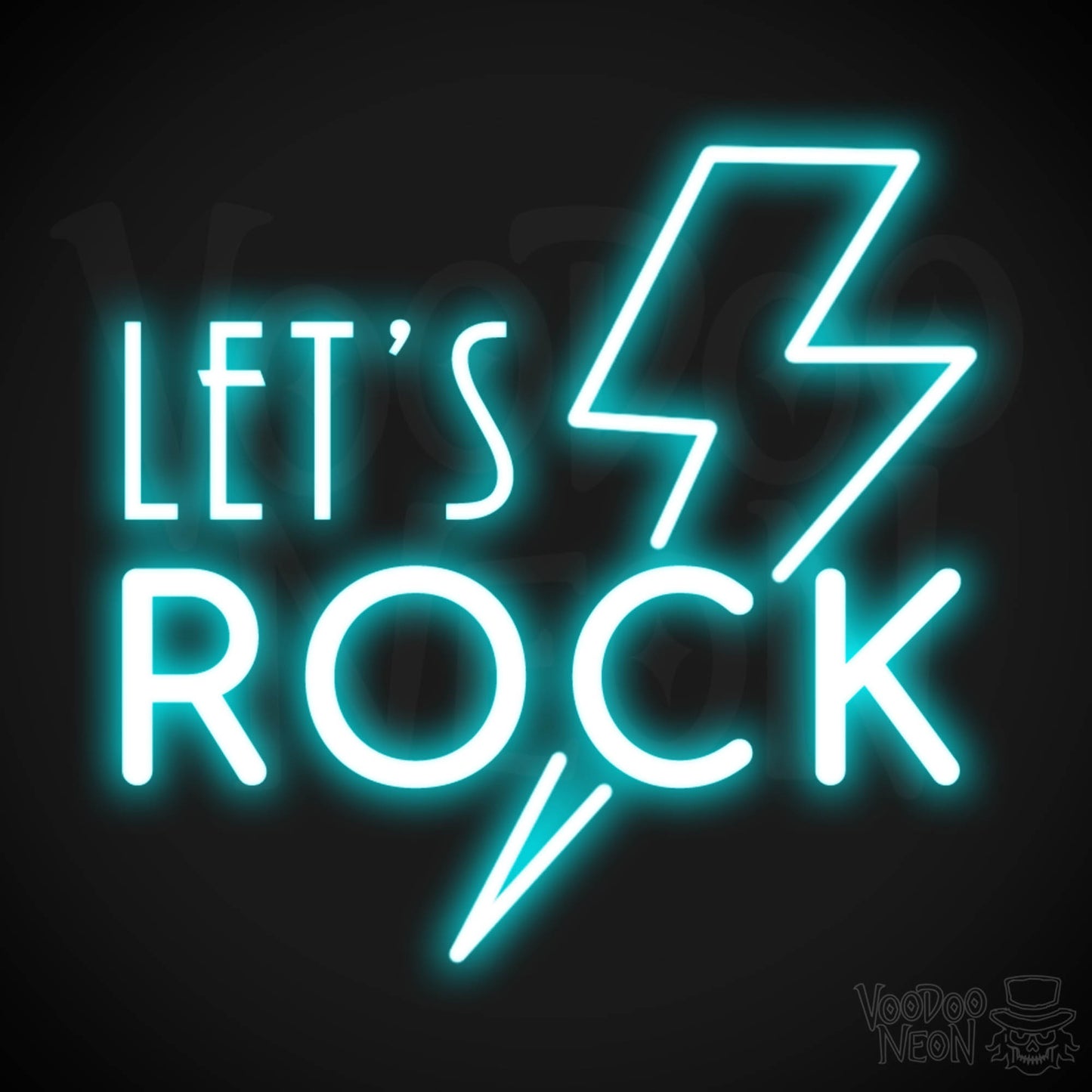 Let's Rock Neon Sign - Let's Rock LED Light Up Sign - Color Ice Blue