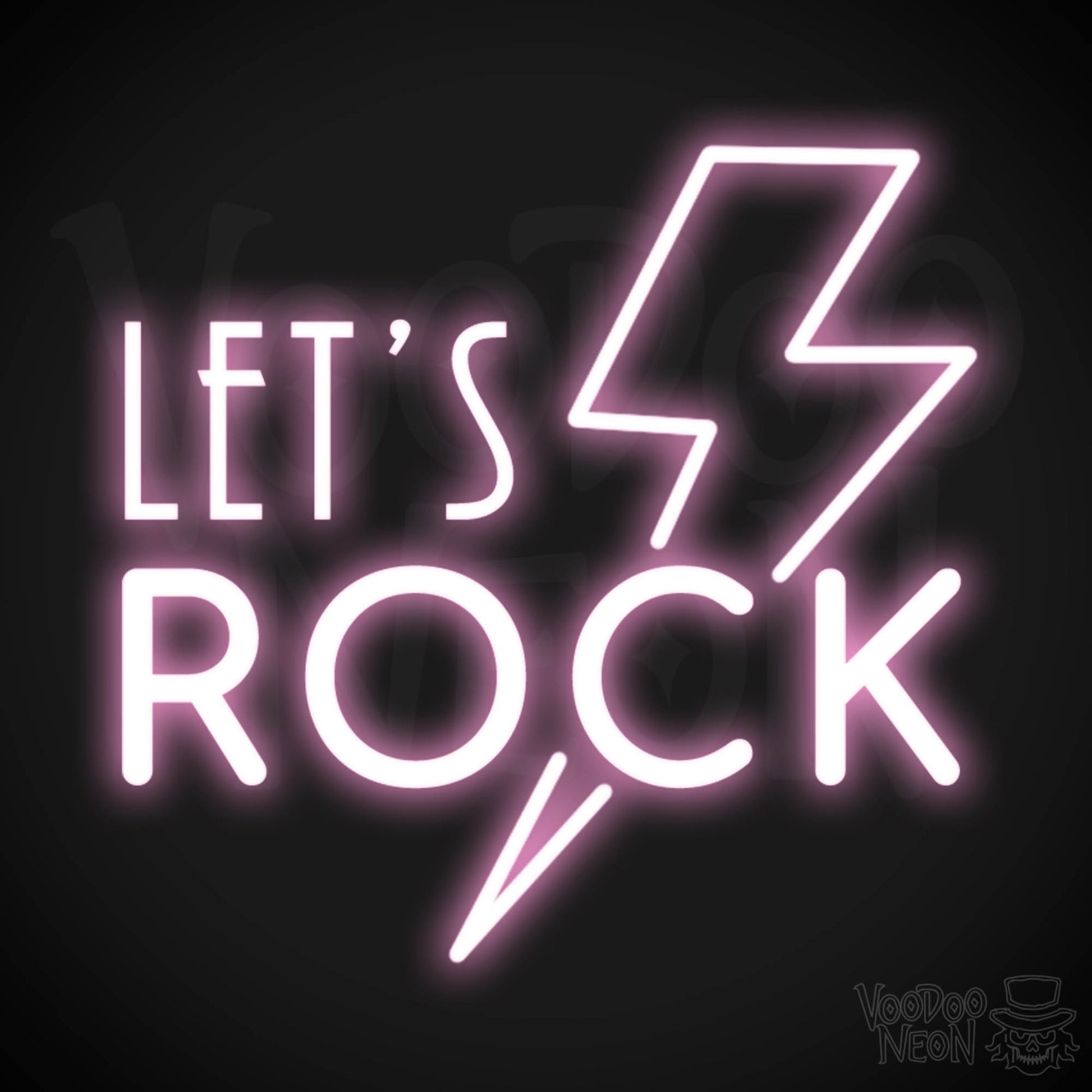 Let's Rock Neon Sign - Let's Rock LED Light Up Sign - Color Light Pink