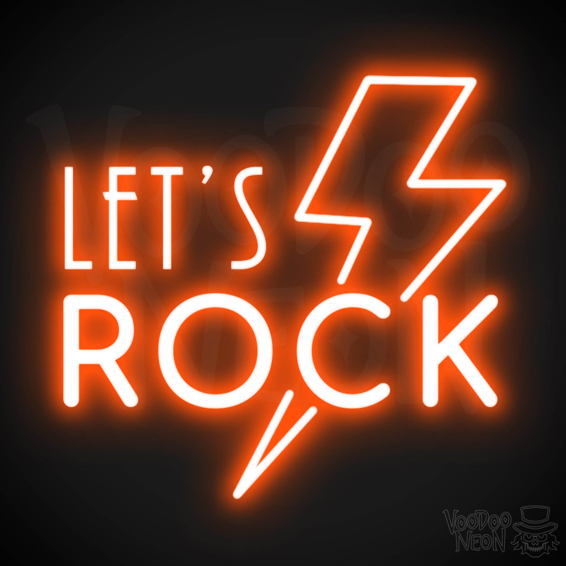 Let's Rock Neon Sign - Let's Rock LED Light Up Sign - Color Orange