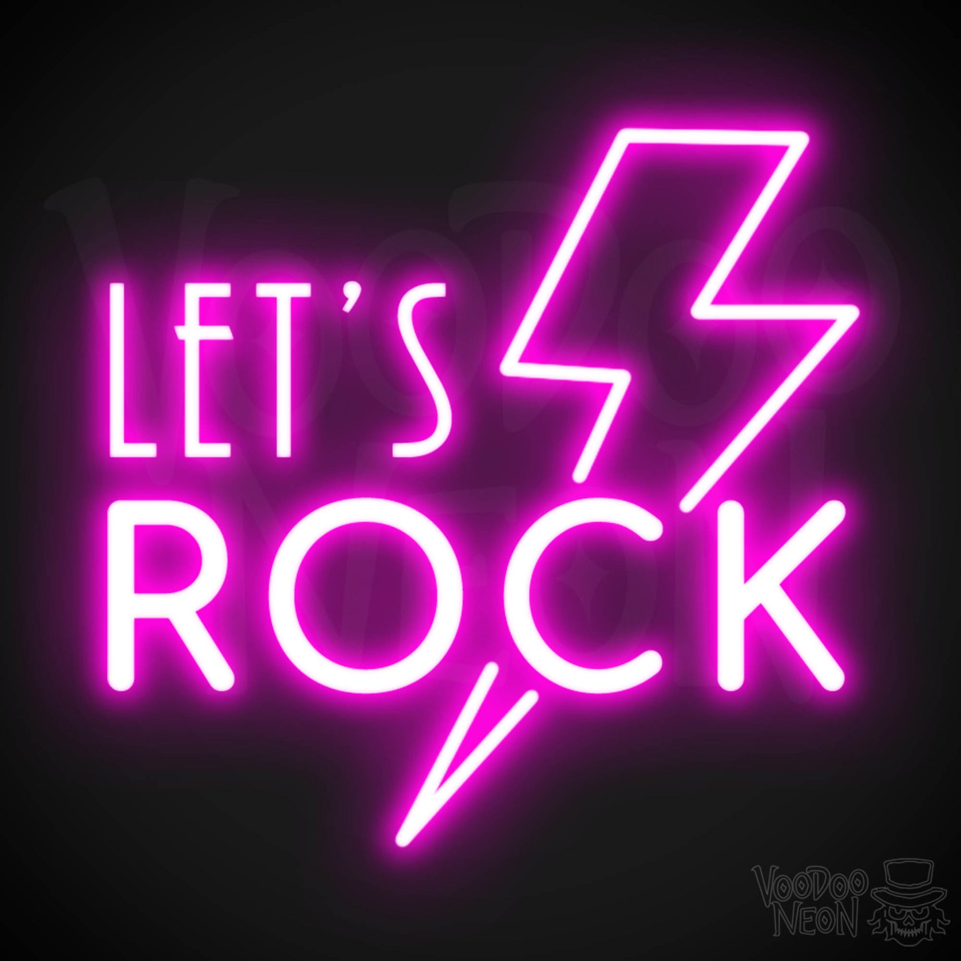 Let's Rock Neon Sign - Let's Rock LED Light Up Sign - Color Pink