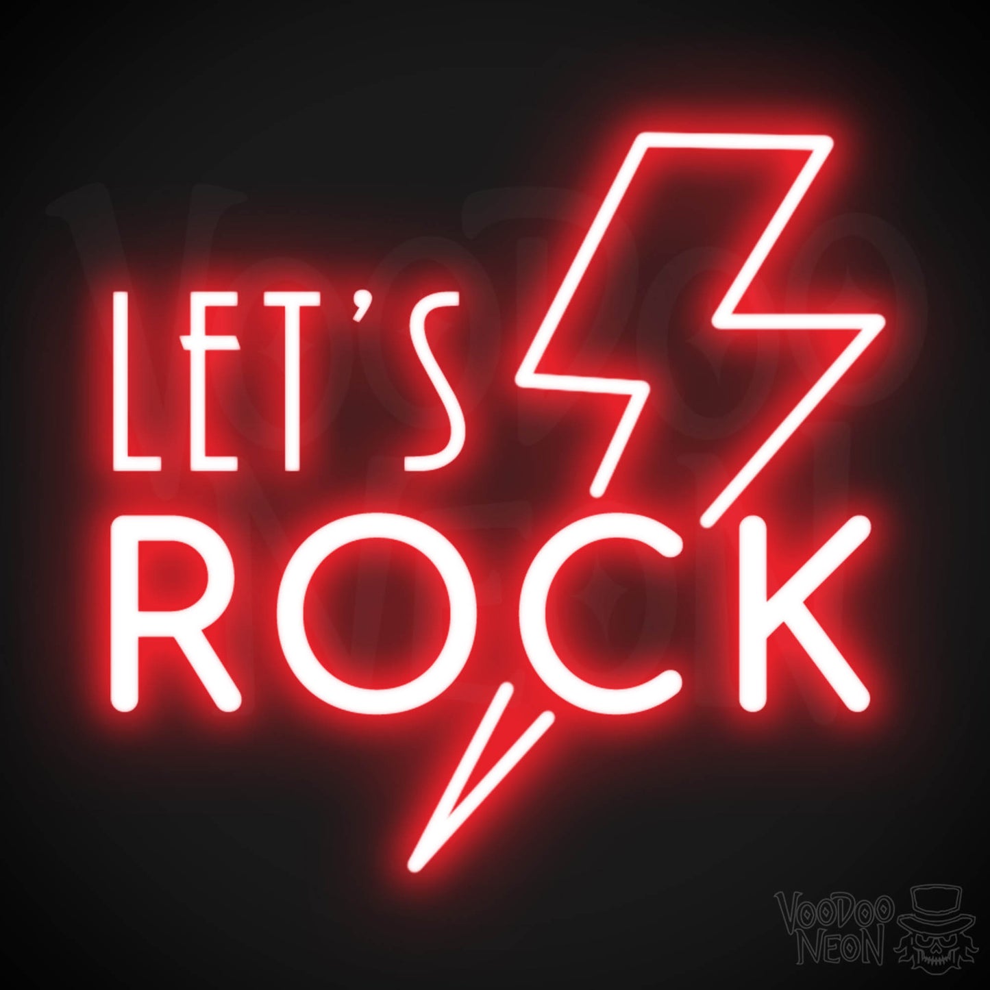 Let's Rock Neon Sign - Let's Rock LED Light Up Sign - Color Red