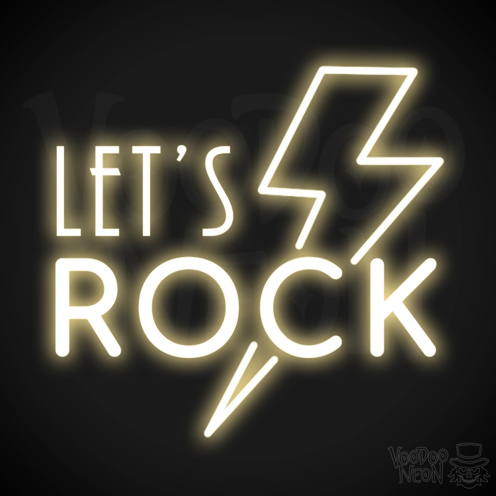 Let's Rock Neon Sign - Let's Rock LED Light Up Sign - Color Warm White
