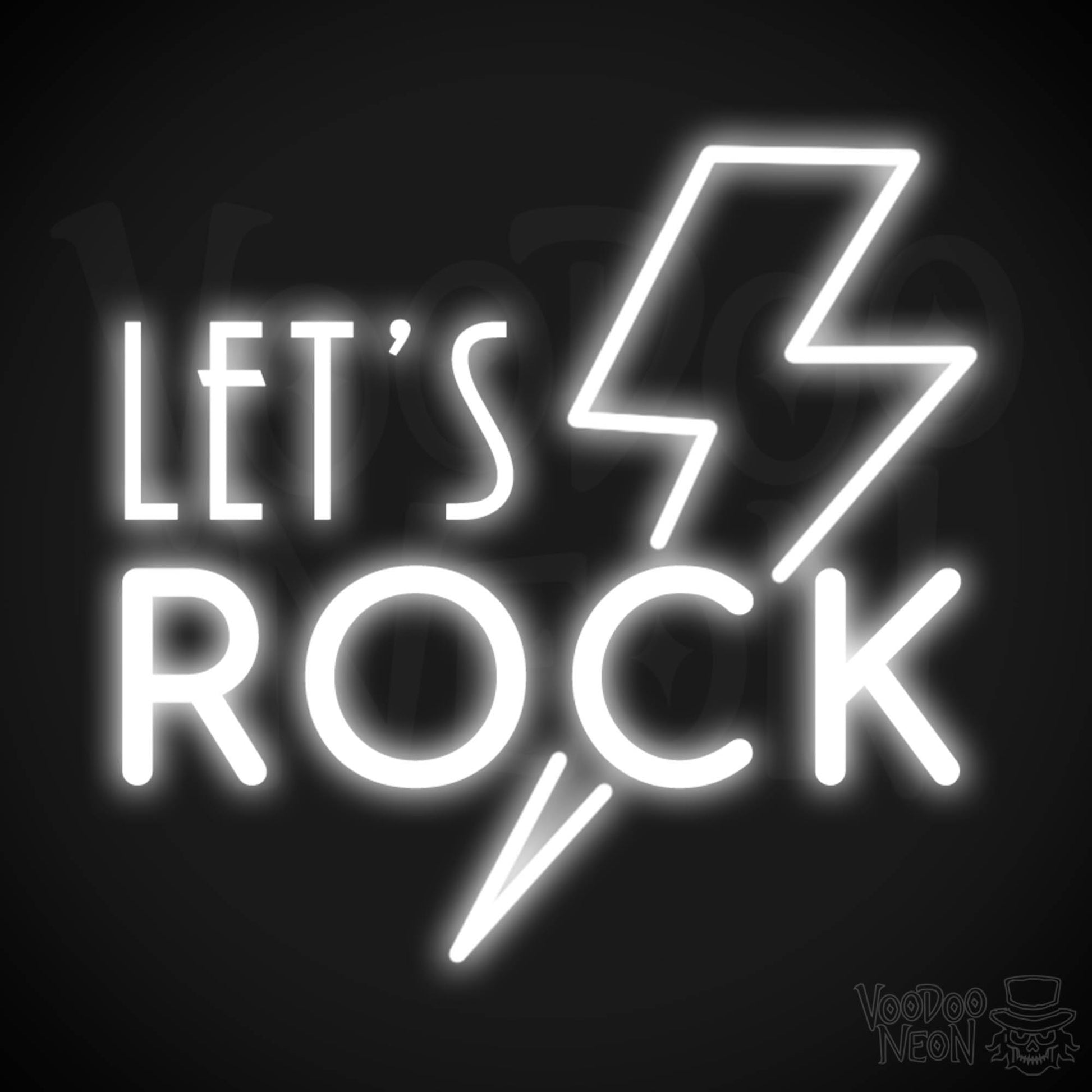 Let's Rock Neon Sign - Let's Rock LED Light Up Sign - Color White