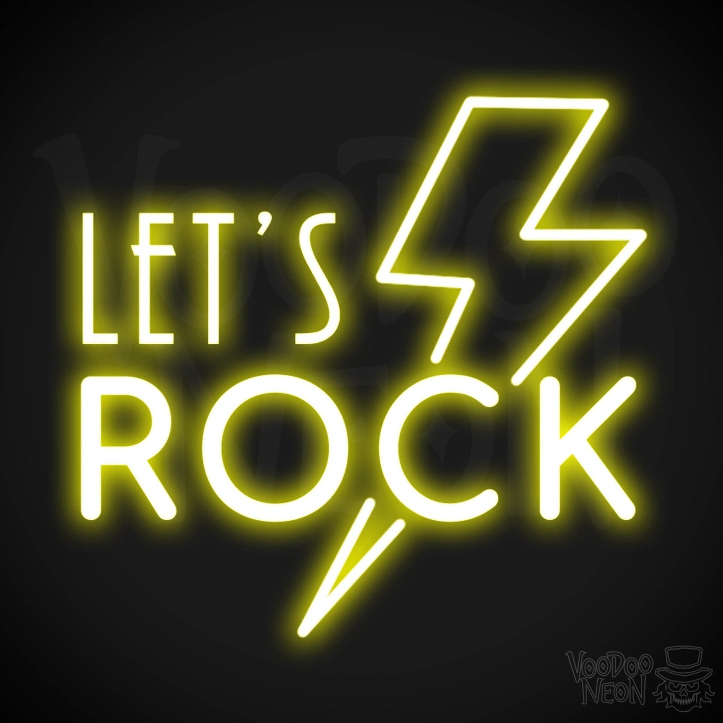 Let's Rock Neon Sign - Let's Rock LED Light Up Sign - Color Yellow