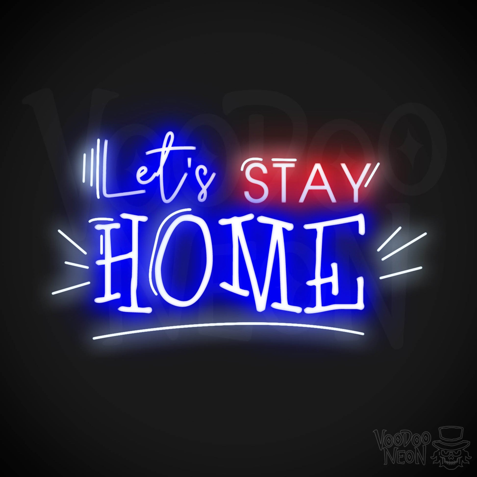 Let's Stay Home Neon Sign - Neon Let's Stay Home Sign - Wall Art - Color Multi-Color