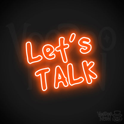 Lets Talk Neon Sign - Lets Talk Sign - Neon Wall Art - Color Orange