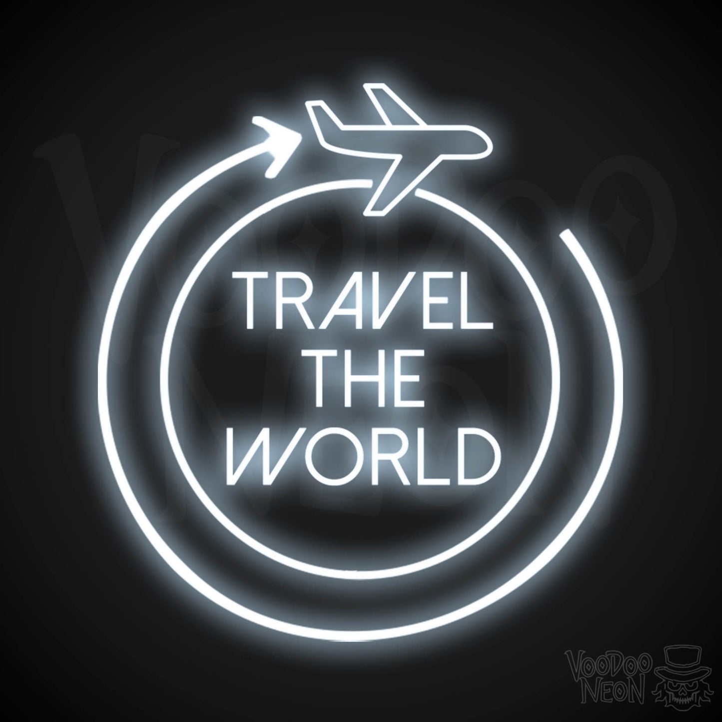 Let's Travel The World Neon Sign - LED Neon Wall Art - Color Cool White