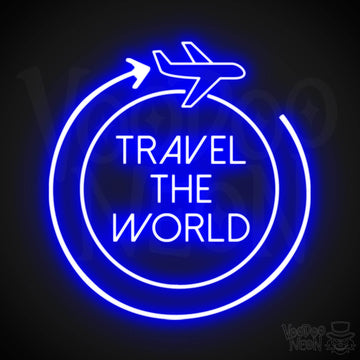 Let's Travel The World Neon Sign - LED Neon Wall Art - Color Dark Blue