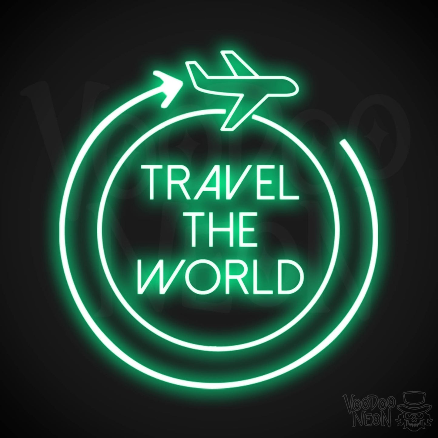 Let's Travel The World Neon Sign - LED Neon Wall Art - Color Green