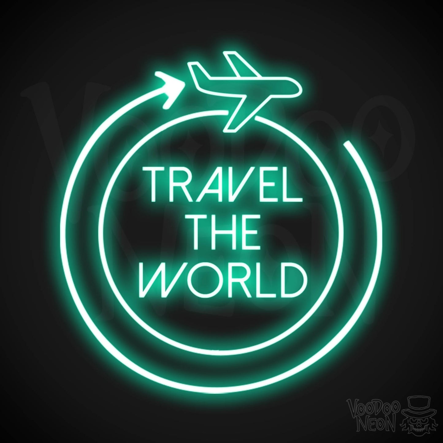 Let's Travel The World Neon Sign - LED Neon Wall Art - Color Light Green