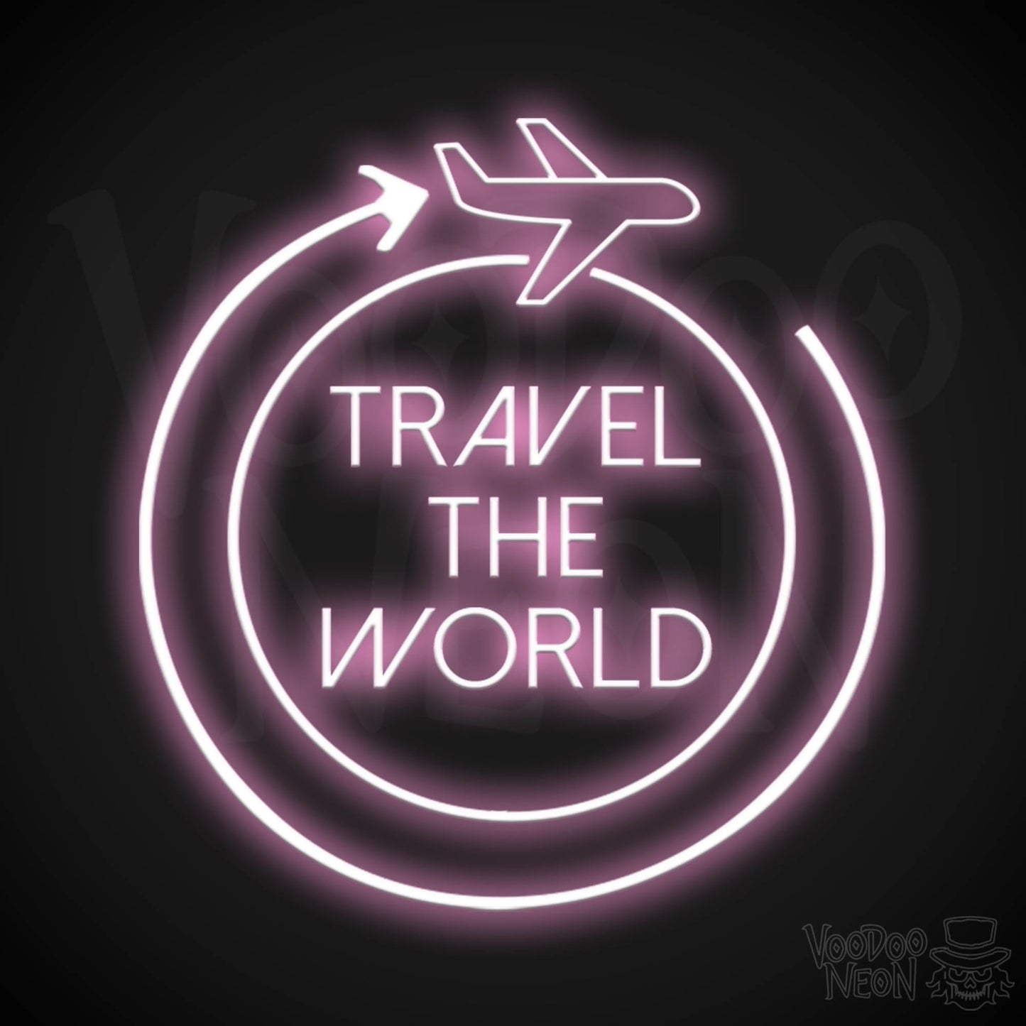 Let's Travel The World Neon Sign - LED Neon Wall Art - Color Light Pink