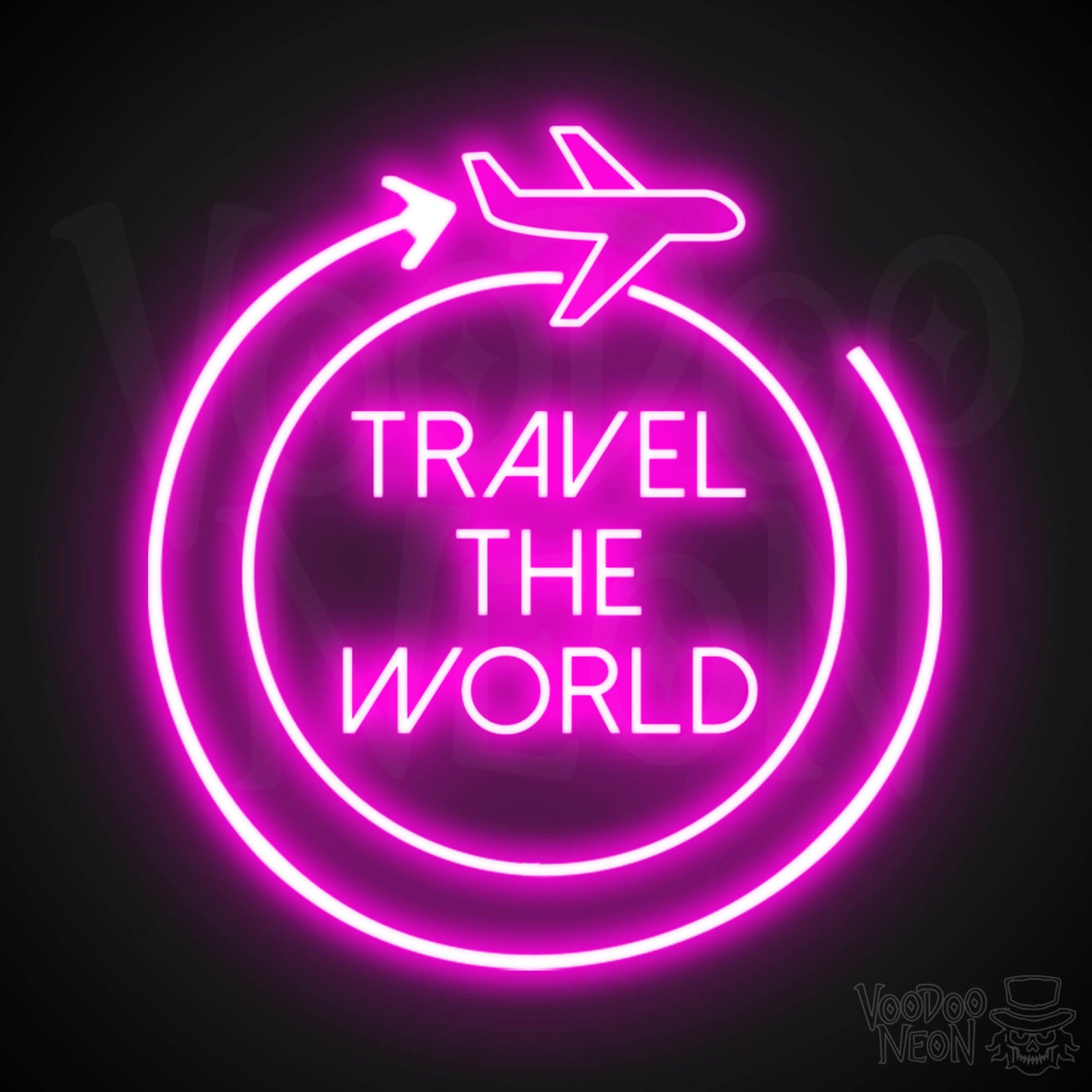 Let's Travel The World Neon Sign - LED Neon Wall Art - Color Pink