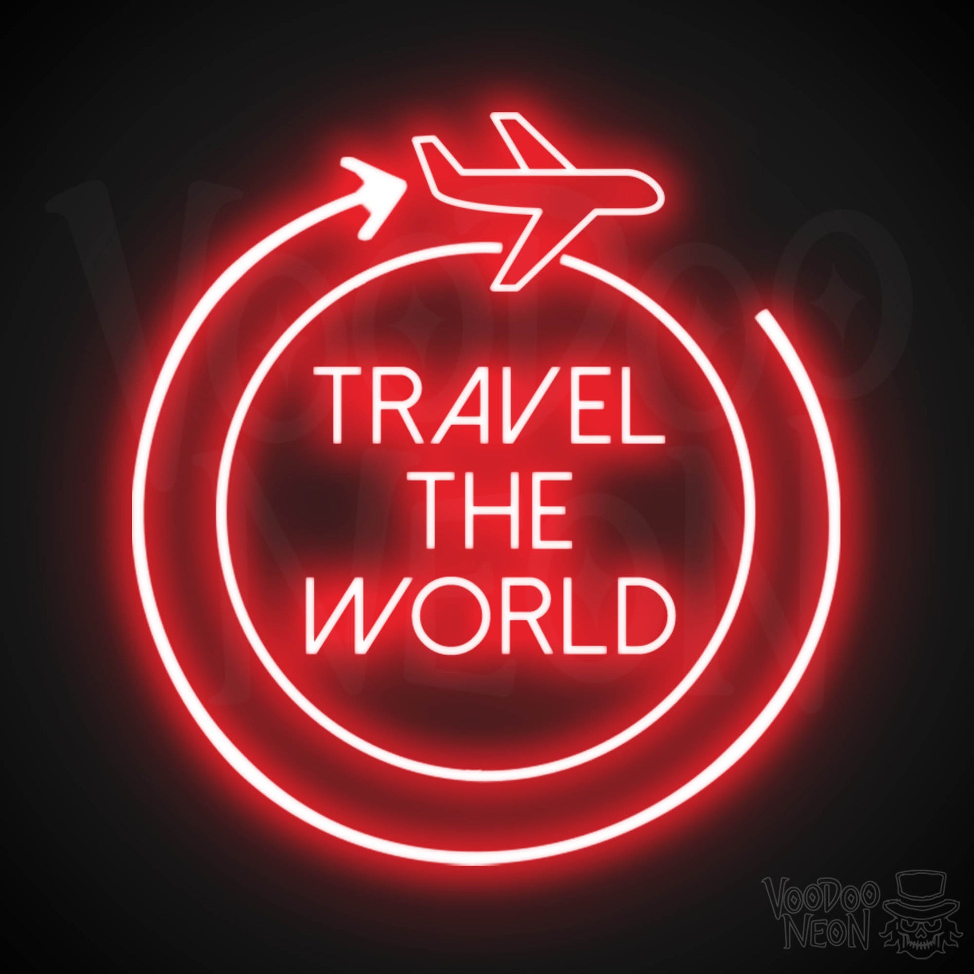 Let's Travel The World Neon Sign - LED Neon Wall Art - Color Red