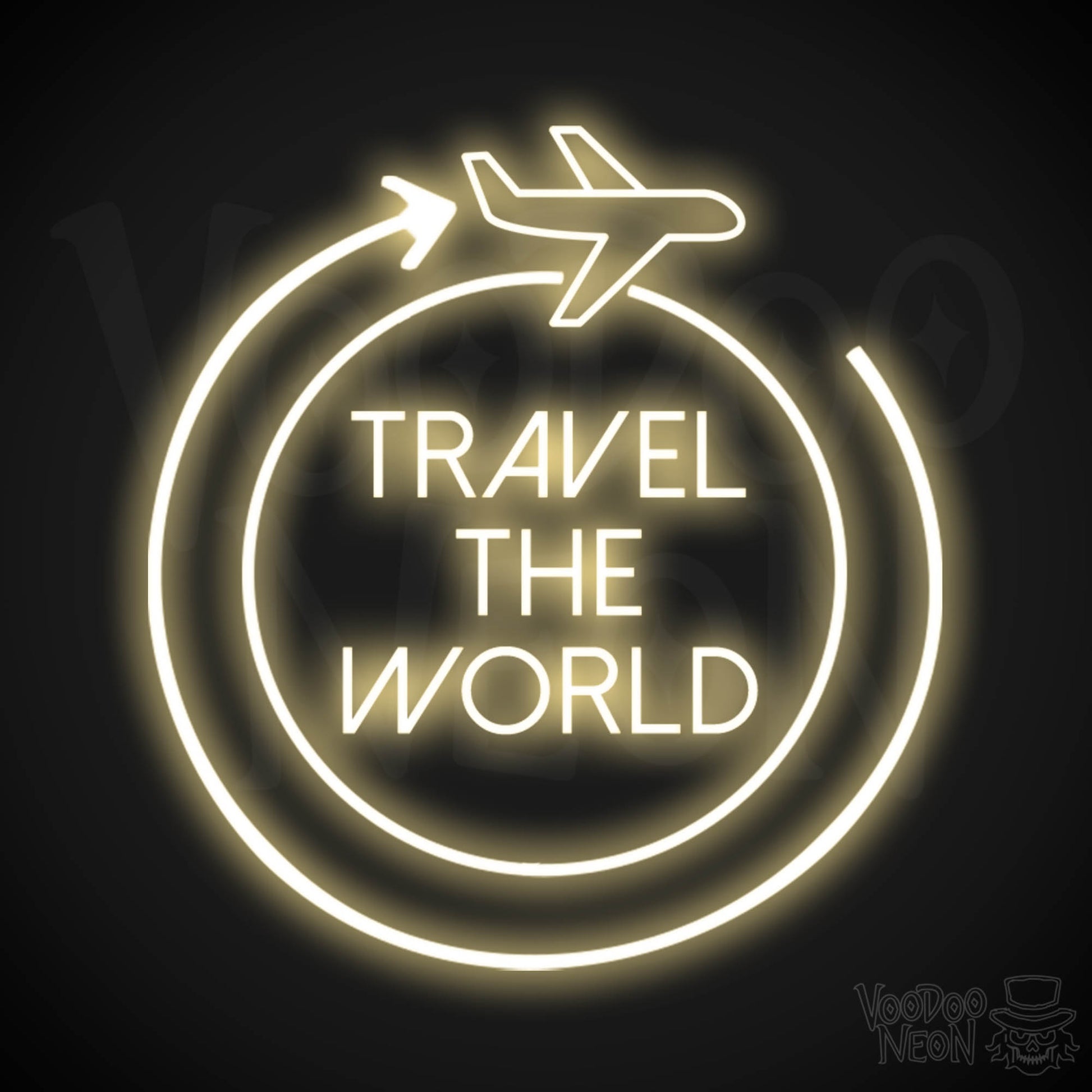Let's Travel The World Neon Sign - LED Neon Wall Art - Color Warm White