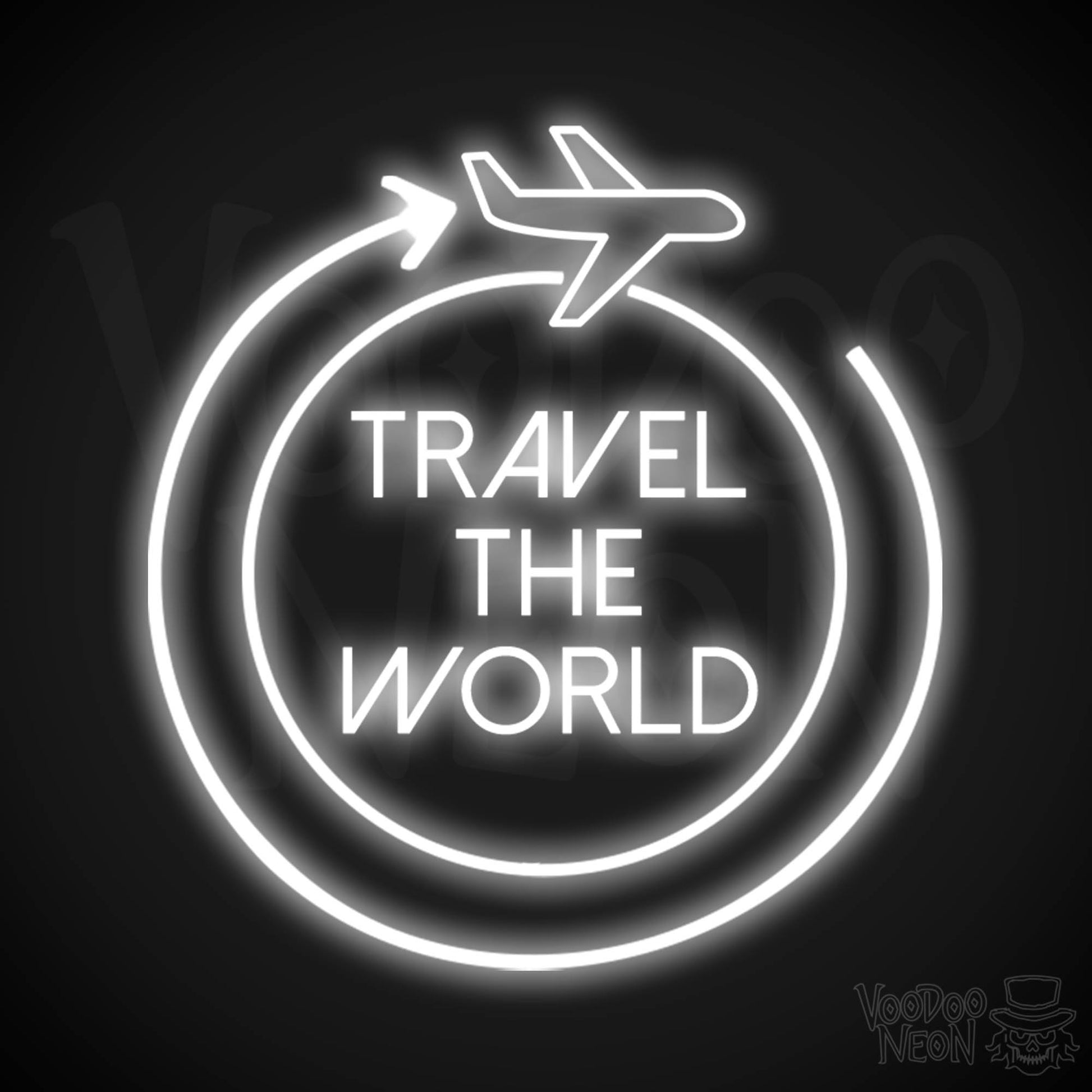Let's Travel The World Neon Sign - LED Neon Wall Art - Color White