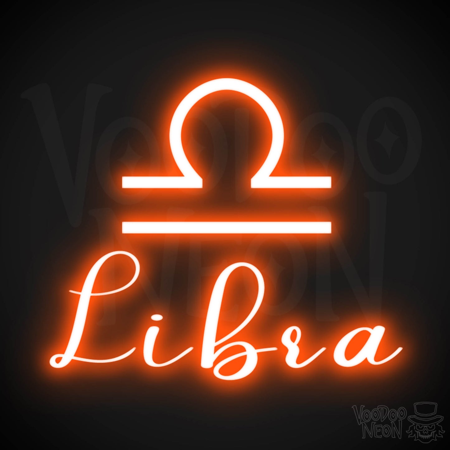 Libra Neon Sign - Neon Libra Sign - Libra Symbol - Neon Wall Art - Color Orange
