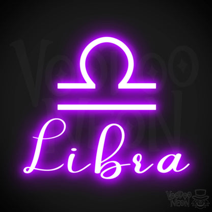 Libra Neon Sign - Neon Libra Sign - Libra Symbol - Neon Wall Art - Color Purple