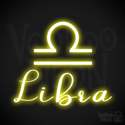 Libra Neon Sign - Neon Libra Sign - Libra Symbol - Neon Wall Art - Color Yellow