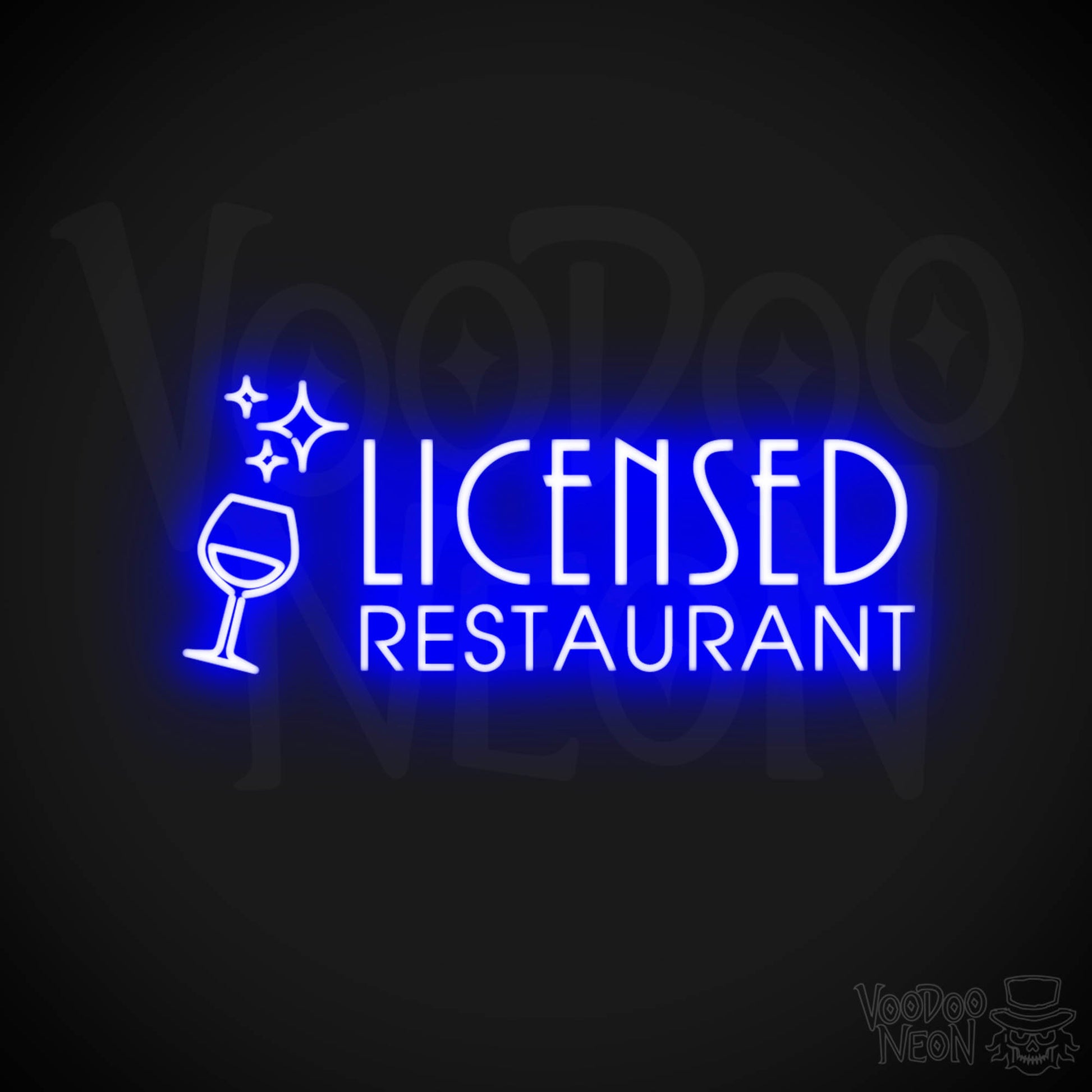 Licensed Restaurant Neon Sign - Licensed Restaurant Sign - Color Dark Blue