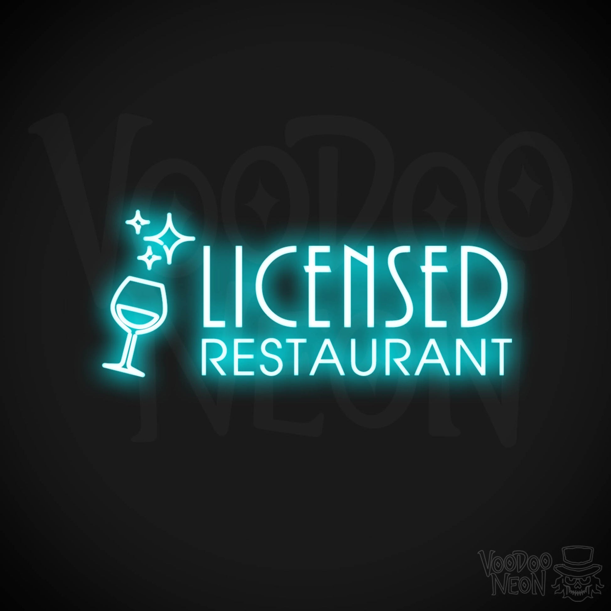 Licensed Restaurant Neon Sign - Licensed Restaurant Sign - Color Ice Blue
