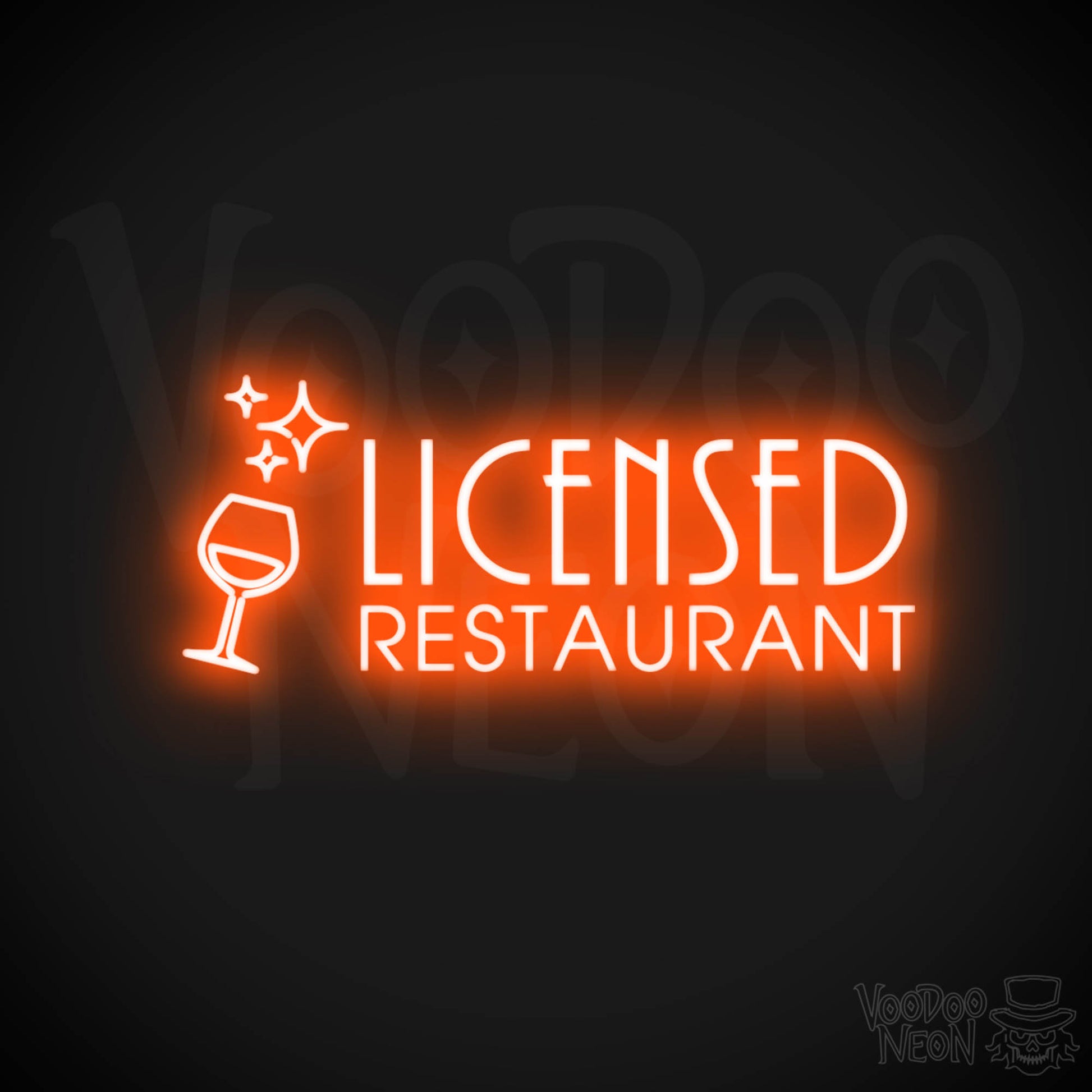Licensed Restaurant Neon Sign - Licensed Restaurant Sign - Color Orange