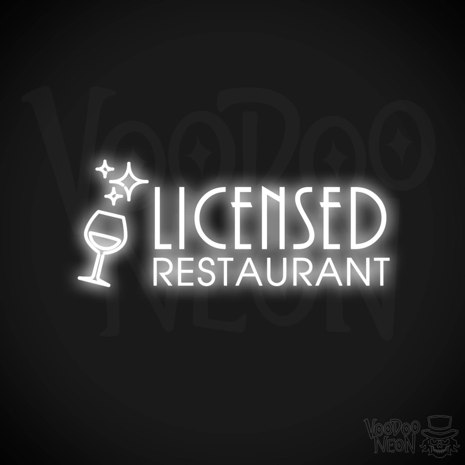 Licensed Restaurant Neon Sign - Licensed Restaurant Sign - Color White
