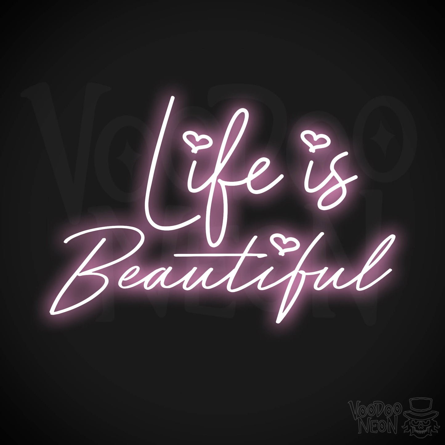 Life Is Beautiful Neon Sign - Light Pink