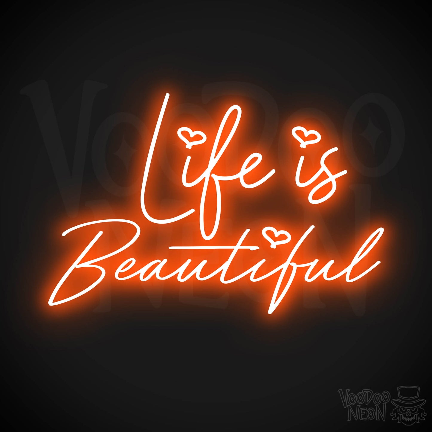 Life Is Beautiful Neon Sign - Orange