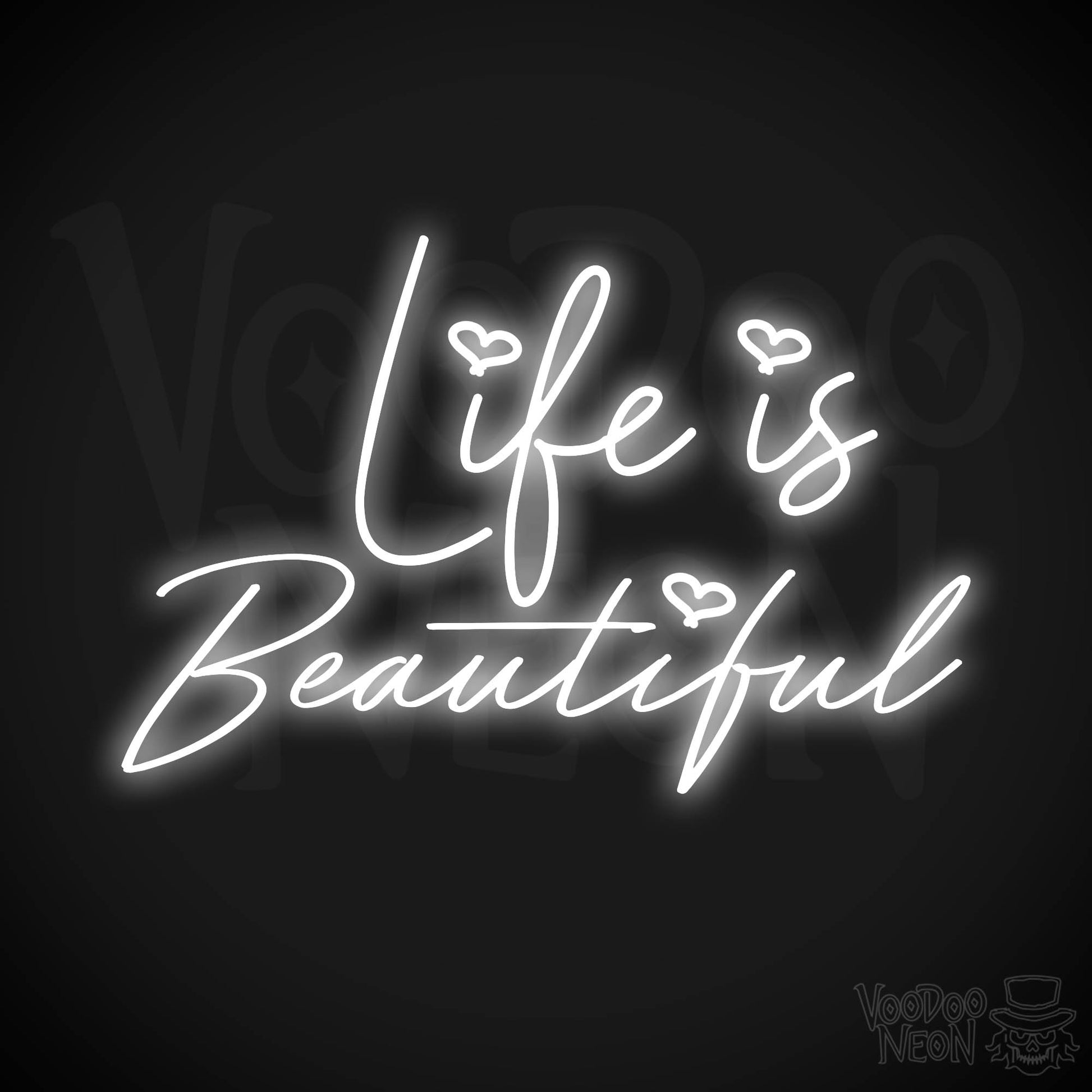 Life Is Beautiful Neon Sign - White