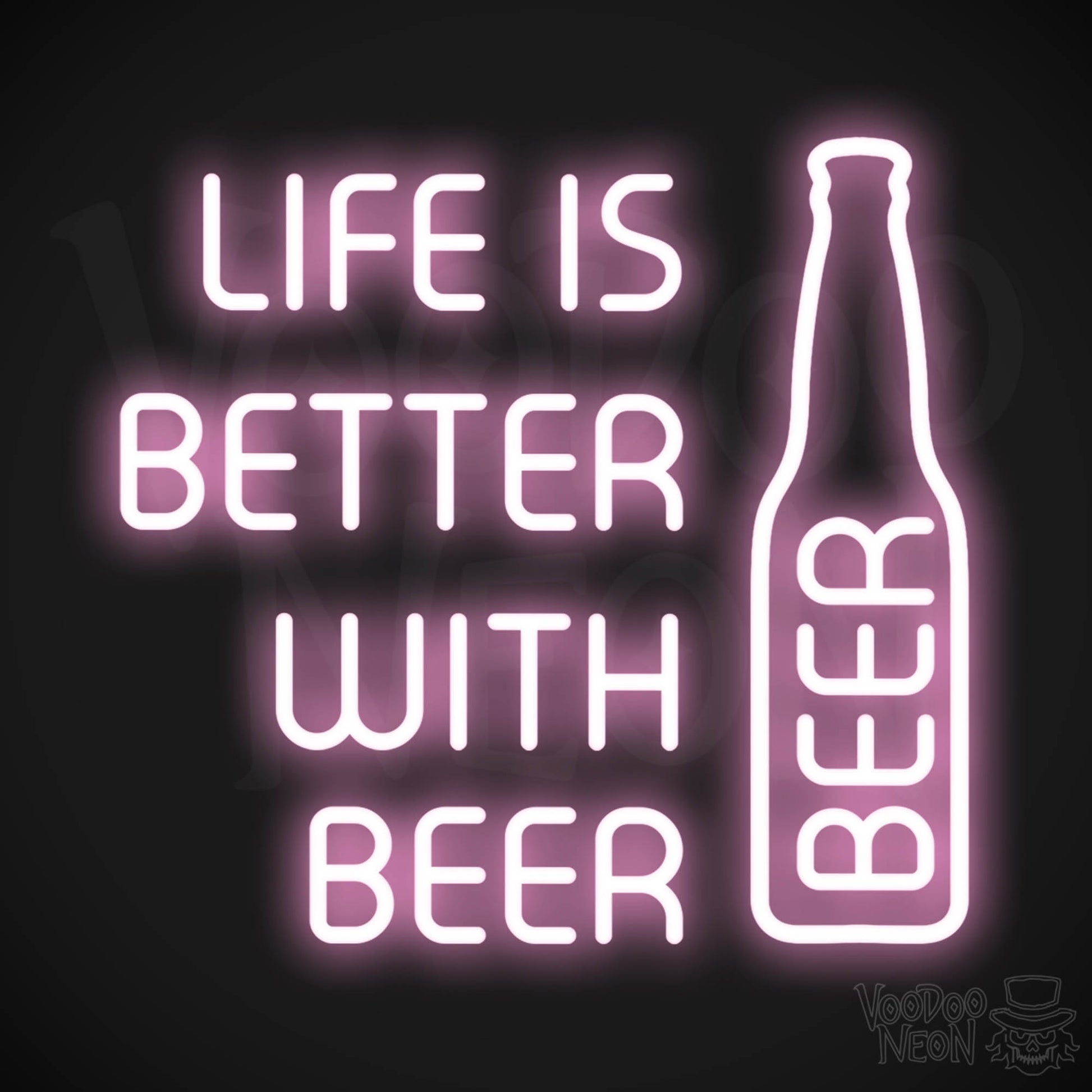 Life Is Better With Beer LED Neon - Light Pink